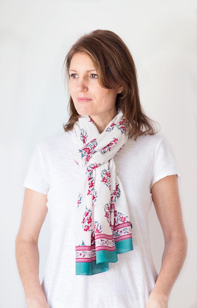 Anokhi Scarf In Rosy Posy