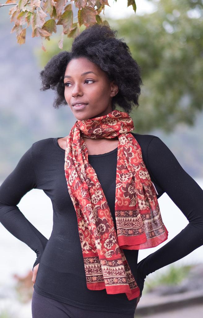 Anokhi Scarf In Rust Garden