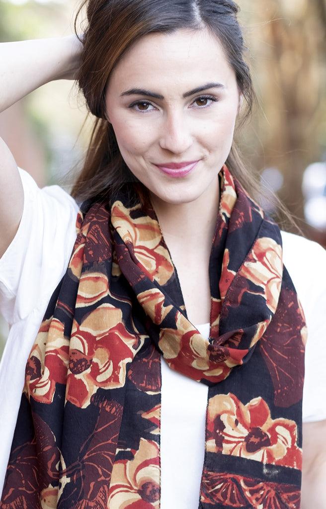 Anokhi Scarf In Rust Lotus