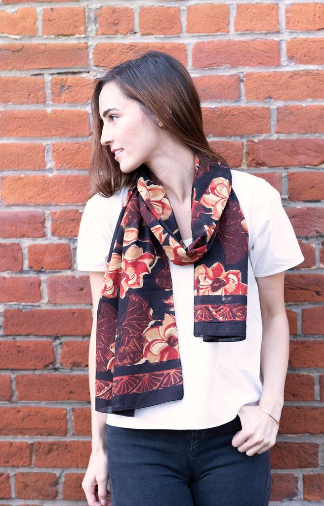 Anokhi Scarf In Rust Lotus