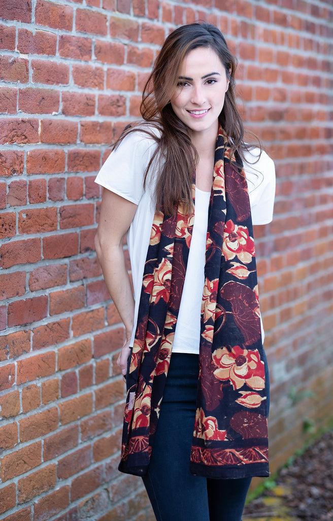 Anokhi Scarf In Rust Lotus
