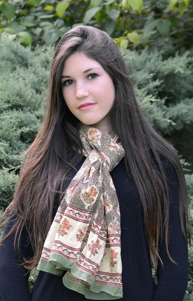 Anokhi Scarf In Sage Harvest