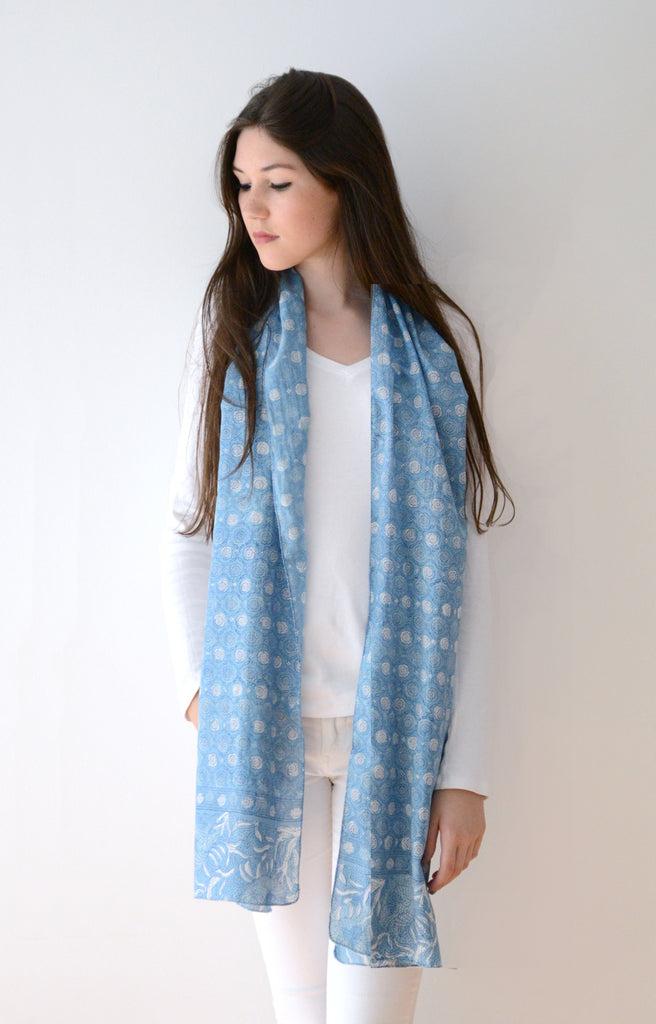 Anokhi Scarf In Sweetest Indigo Flower