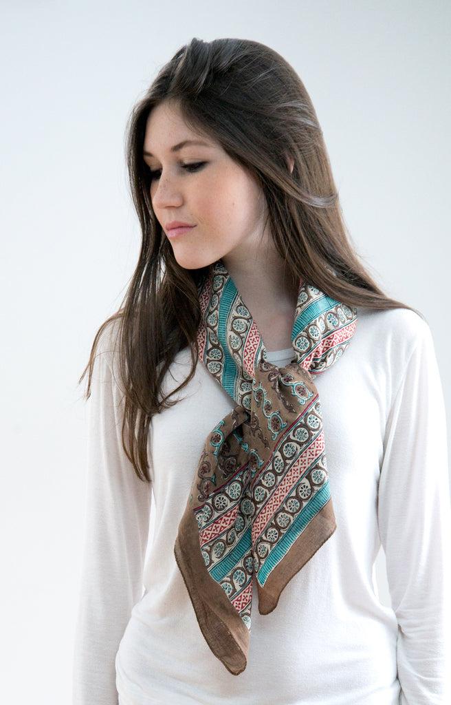 Anokhi Scarf In Taupe Mosaic