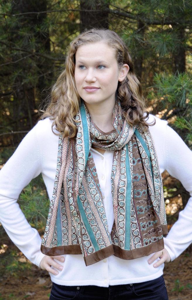 Anokhi Scarf In Taupe Mosaic