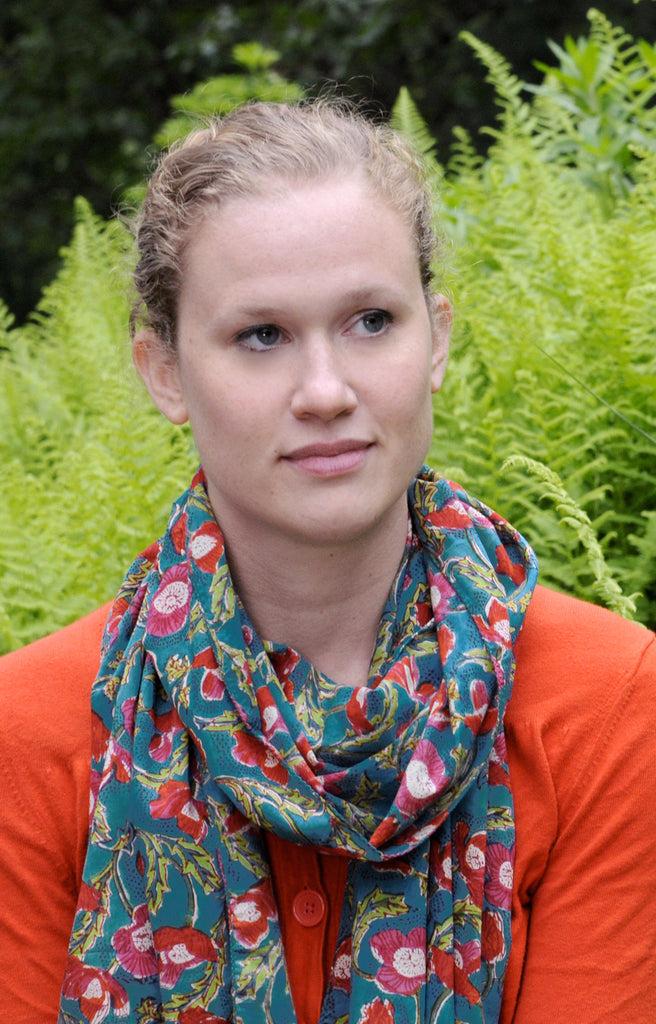 Anokhi Scarf In Teal Floral