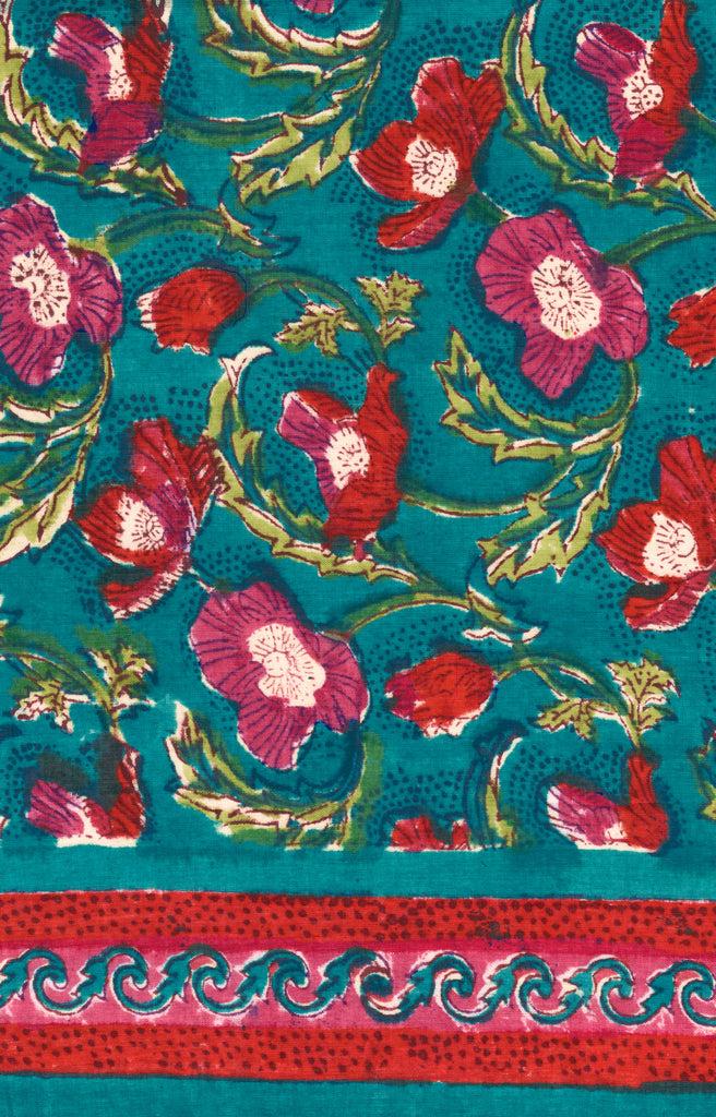 anokhi Scarf in Teal Floral