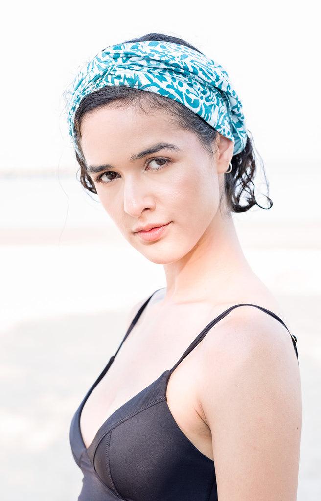 Anokhi Scarf In Teal Stencil