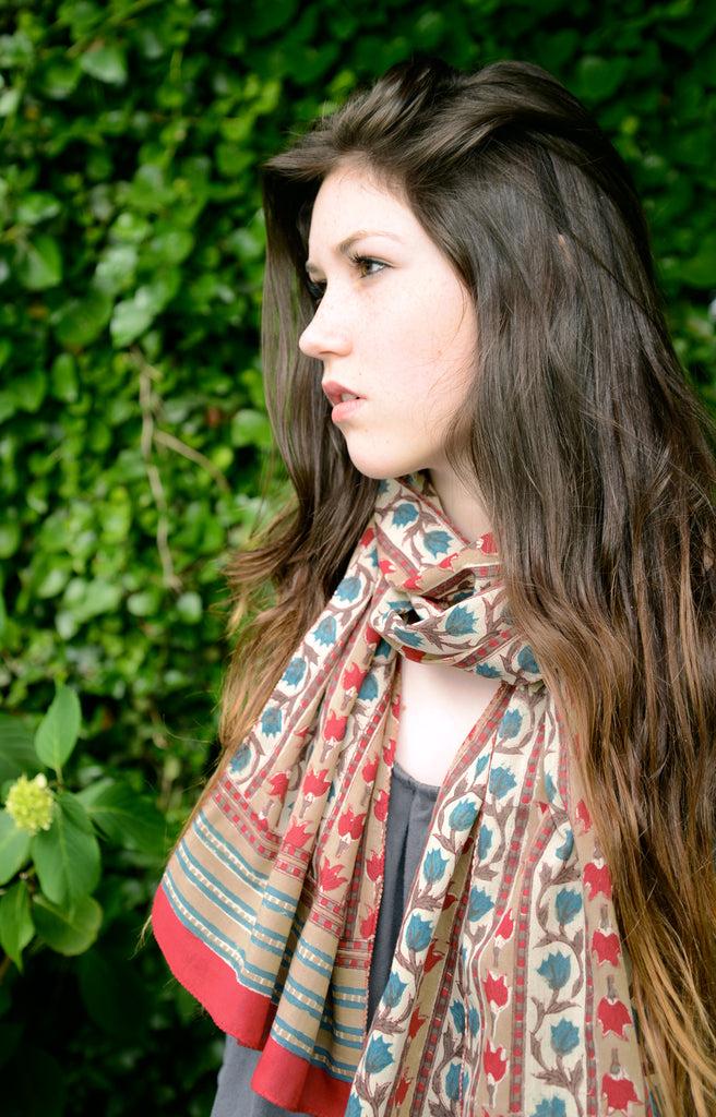 Anokhi Scarf In Tulip Stripe