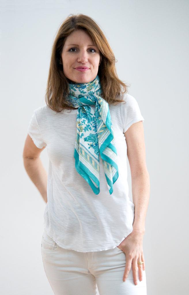 Anokhi Scarf In Turquoise Bridal Wreath