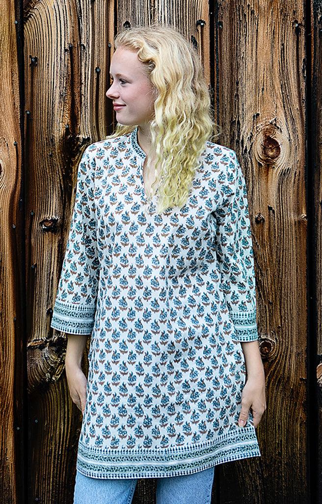anokhi Straight Tunic in Trillium Flower