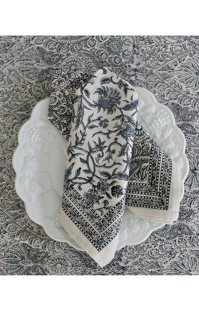 Anokhi Table Linens In Grey Vines