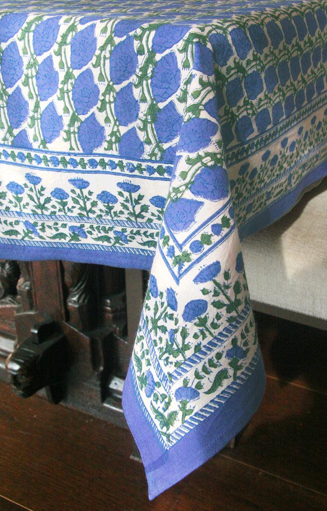 anokhi Table Linens in Lapis Poppy