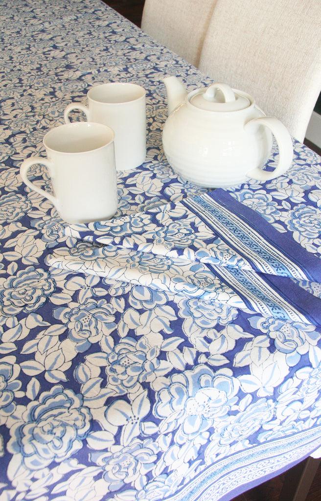 Anokhi Table Linens In Porcelain Flower Blue