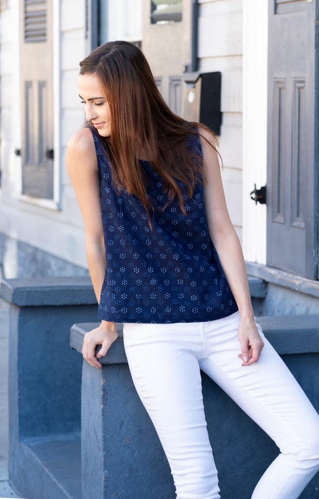 Anokhi Tank In Dot Flower