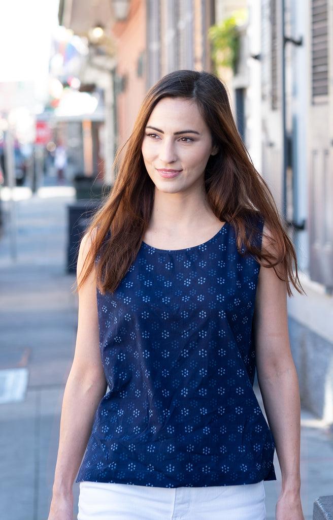 anokhi Tank in Dot Flower