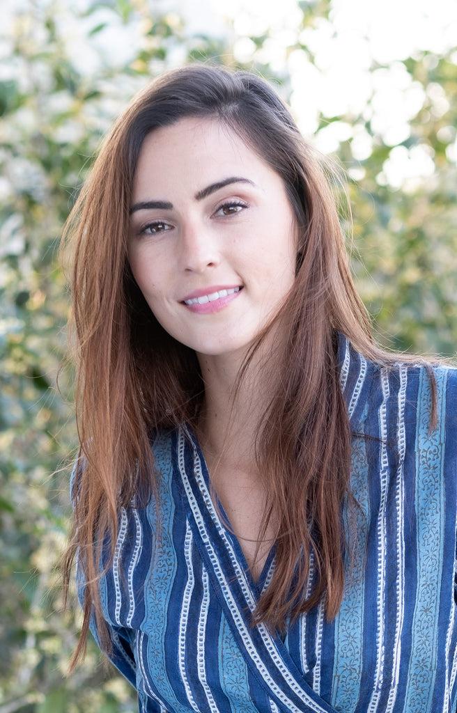 Anokhi Wrap Top In Denim Stripe