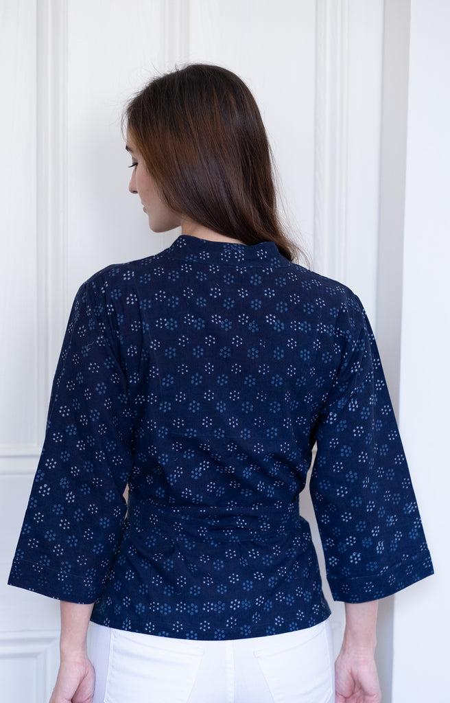 Anokhi Wrap Top In Dot Flower