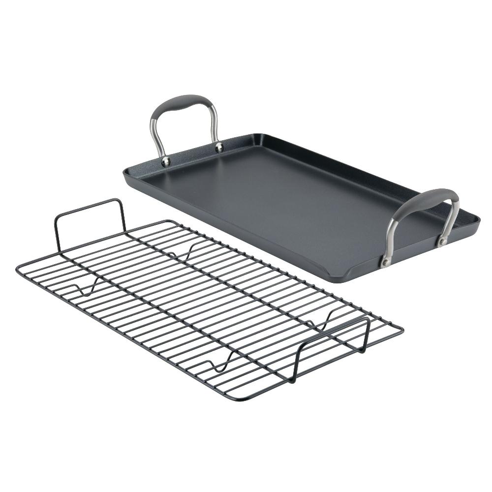 Anolon 10" X 18" Double Burner Griddle With Multi-Purpose Rack