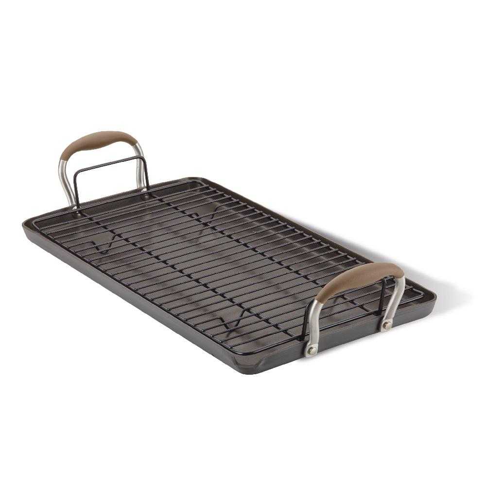 anolon 10" x 18" Double Burner Griddle with Multi-Purpose Rack