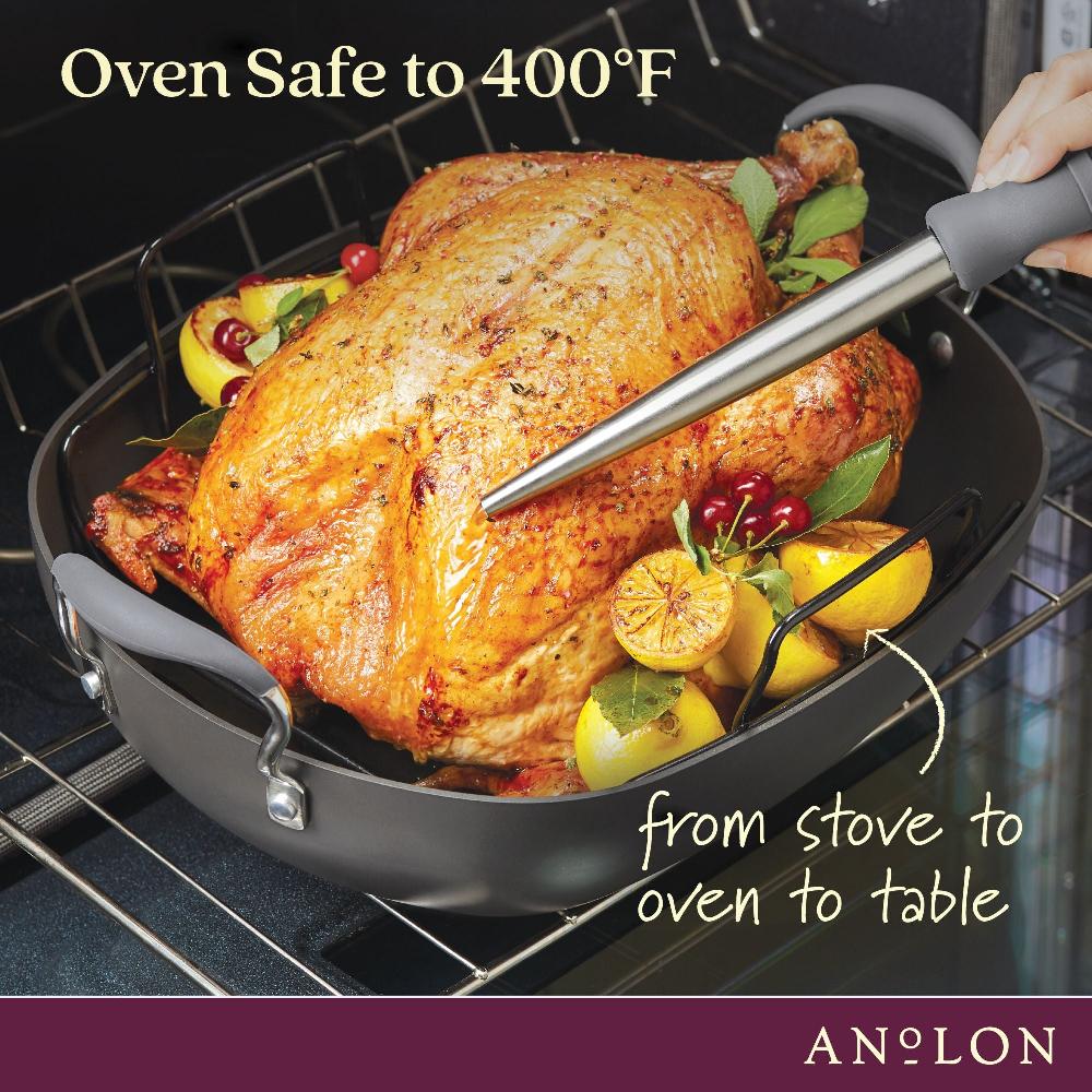 Anolon 16-Inch X 13-Inch Hard Anodized Nonstick Roaster With Rack