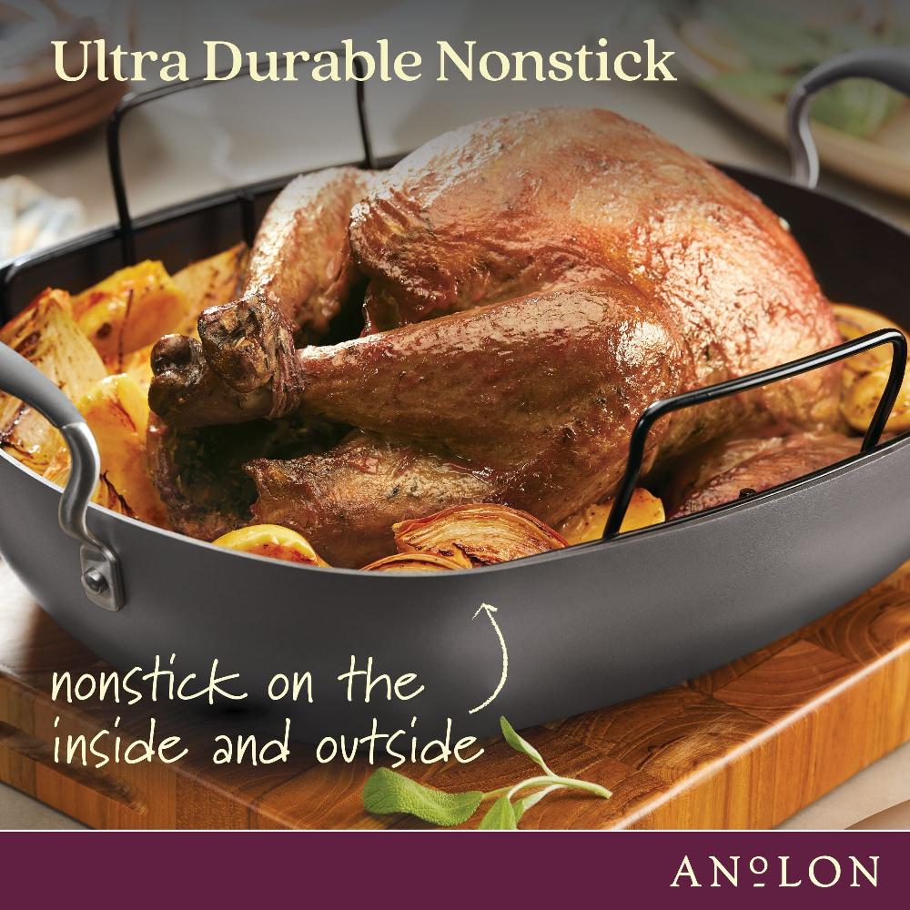 Anolon 16-Inch X 13-Inch Hard Anodized Nonstick Roaster With Rack