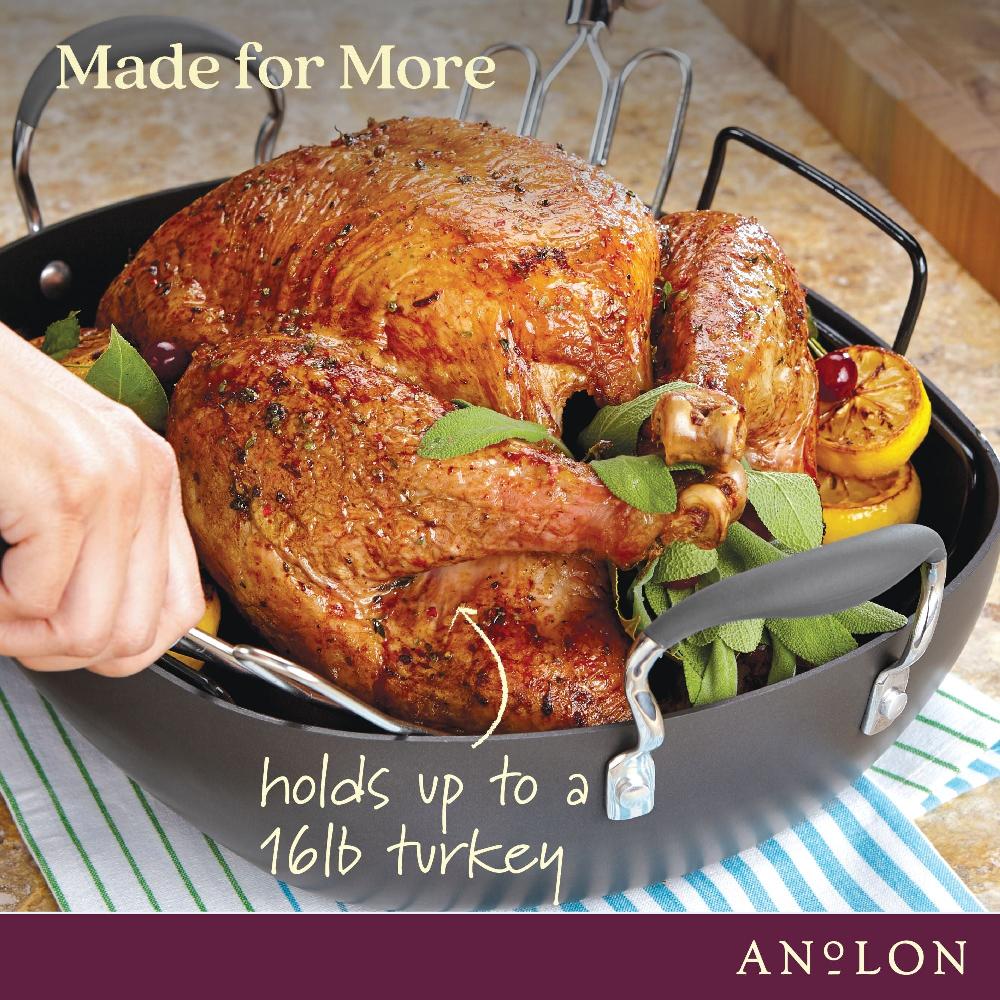 Anolon 16-Inch X 13-Inch Hard Anodized Nonstick Roaster With Rack
