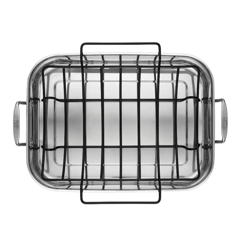Anolon 17" X 12.5" Rectangular Roaster With Nonstick Rack