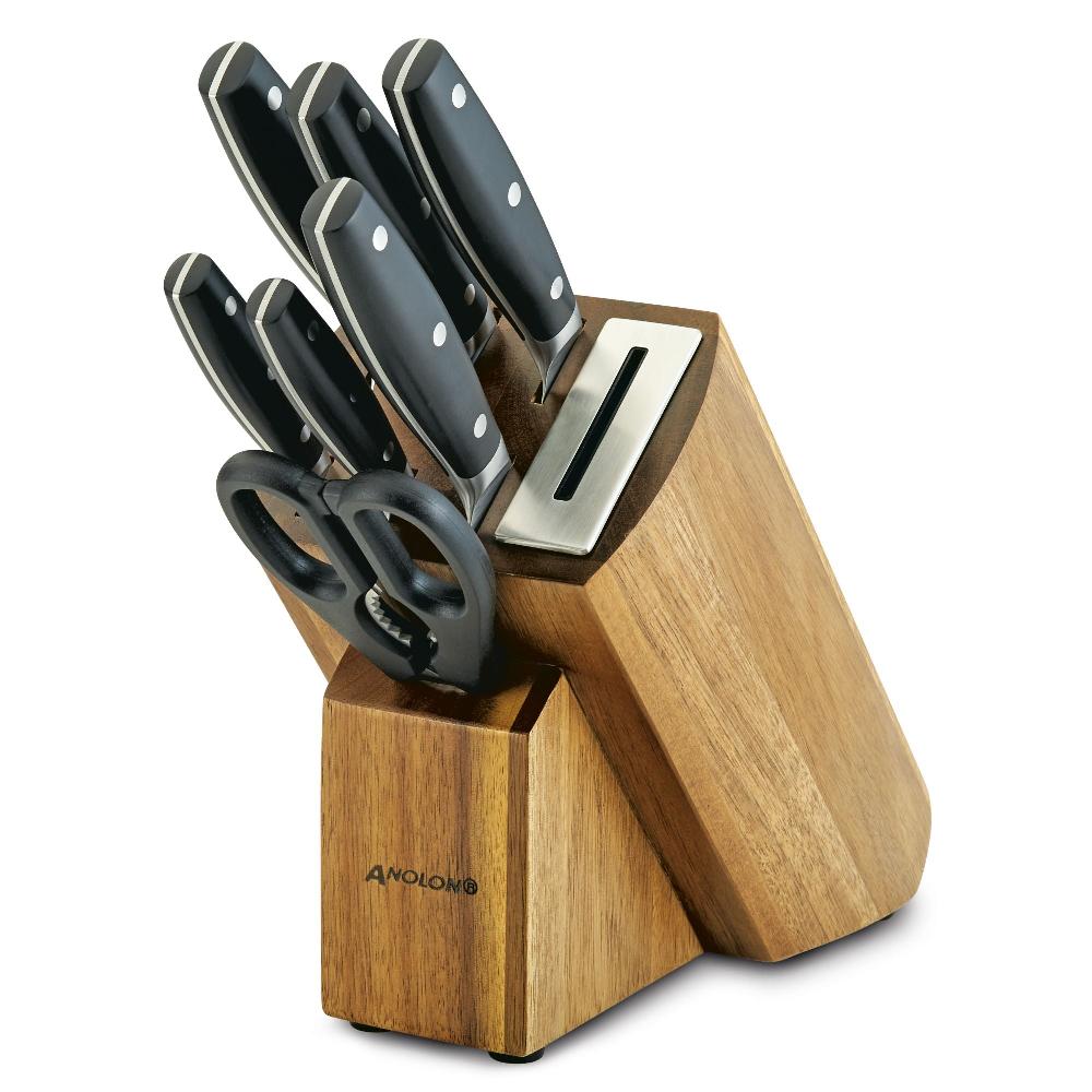 anolon 8-Piece Japanese Steel Knife Block Set with Built in Sharpener