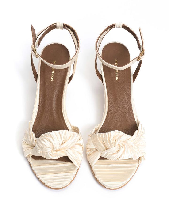 Anonymous Copenhagen Aliza 50 Stiletto Pleated Satin Creamy White