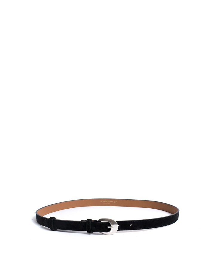 Anonymous Copenhagen Aris Unisex Leather Belt Calf Suede Black U0026 Silver Buckle
