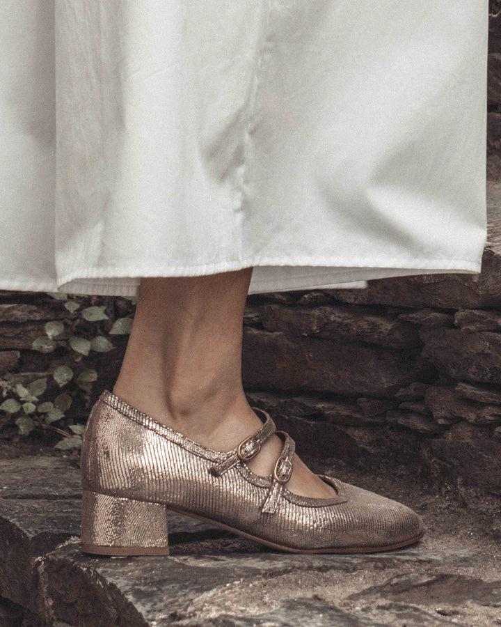 Anonymous Copenhagen Balie 40 Lizard Metallic Goat Vintage Champagne