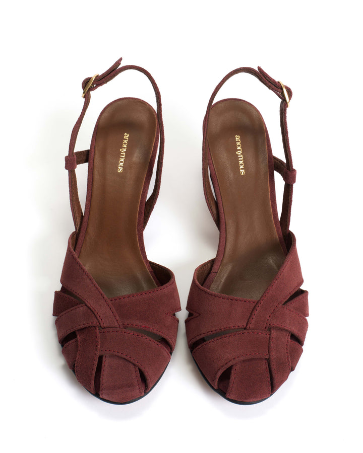 Anonymous Copenhagen Banie 50 Stiletto Calf Suede Pomegranate