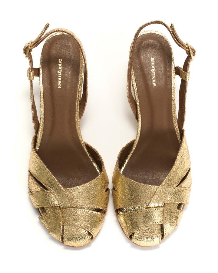 Anonymous Copenhagen Banie 50 Stiletto Crackled Metallic Goat Gold