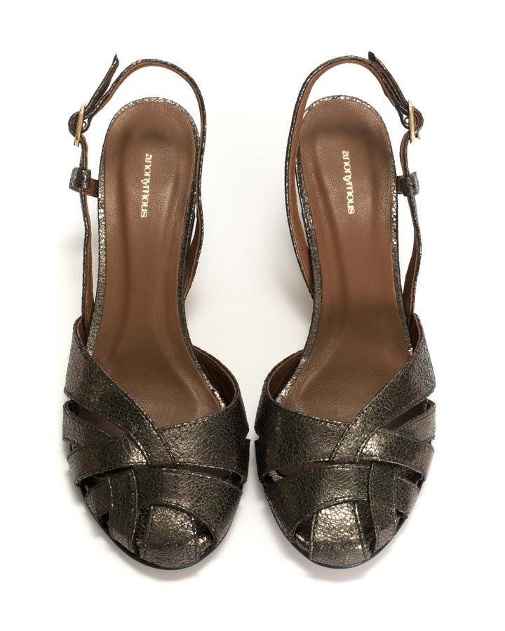 Anonymous Copenhagen Banie 50 Stiletto Crackled Metallic Goat Platinum