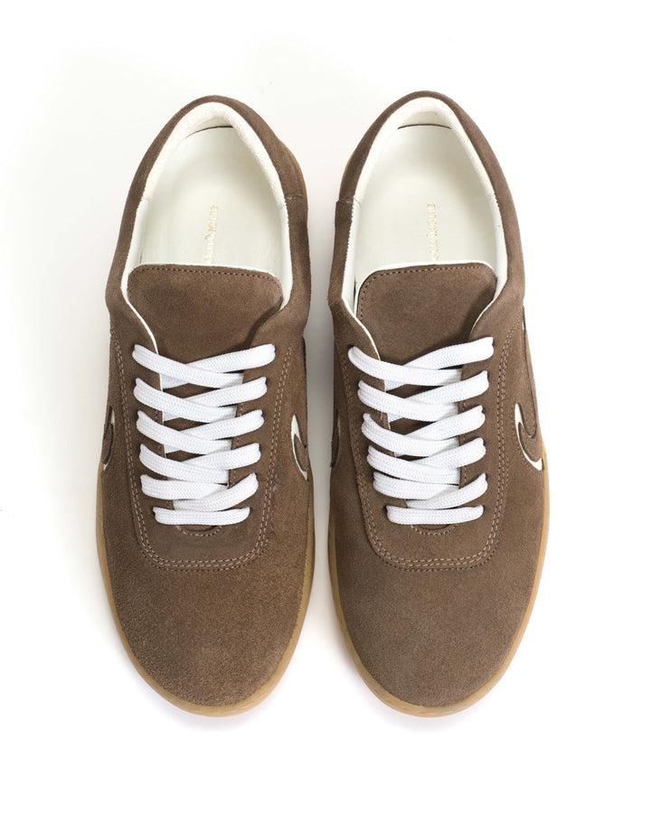 Anonymous Copenhagen Blaire Calf Suede U0026 Polished Soft Calf Dark Taupe U0026 White Sand
