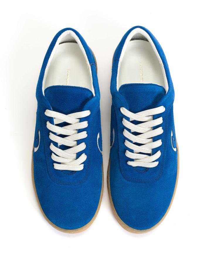 Anonymous Copenhagen Blaire Calf Suede U0026 Polished Soft Calf Electric Blue U0026 Sand White