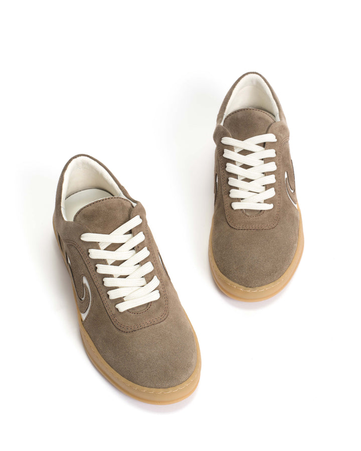 Anonymous Copenhagen Blaire Calf Suede U0026 Polished Soft Calf Mushroom U0026 Sand White