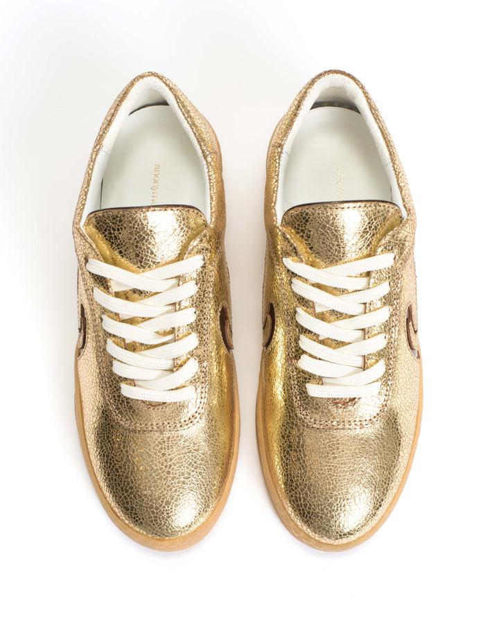 Anonymous Copenhagen Blaire Crackled Metallic Goat U0026 Polished Shiny Lamb Gold U0026 Chocolate