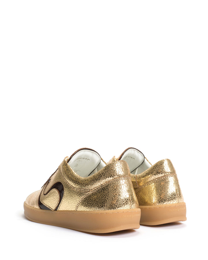 Anonymous Copenhagen Blaire Crackled Metallic Goat U0026 Polished Shiny Lamb Gold U0026 Chocolate