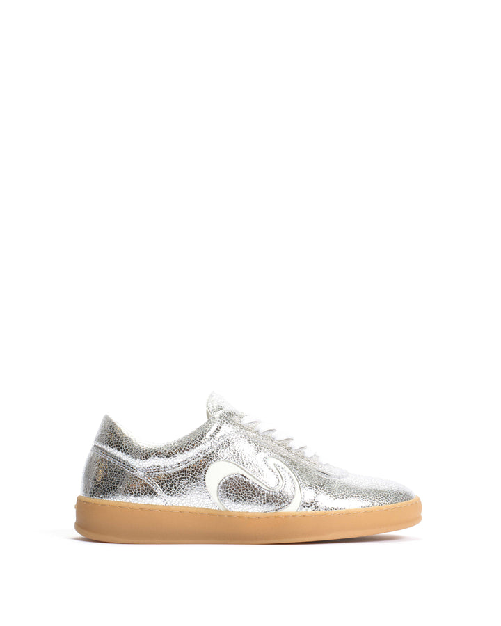 anonymous copenhagen Blaire Crackled metallic goat u0026 polished soft calf Silver u0026 sand white