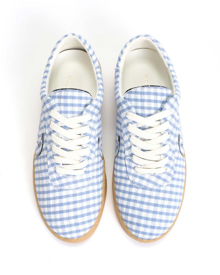 Anonymous Copenhagen Blaire Pleated Gingham U0026 Polished Soft Calf Bubble Blue U0026 Black