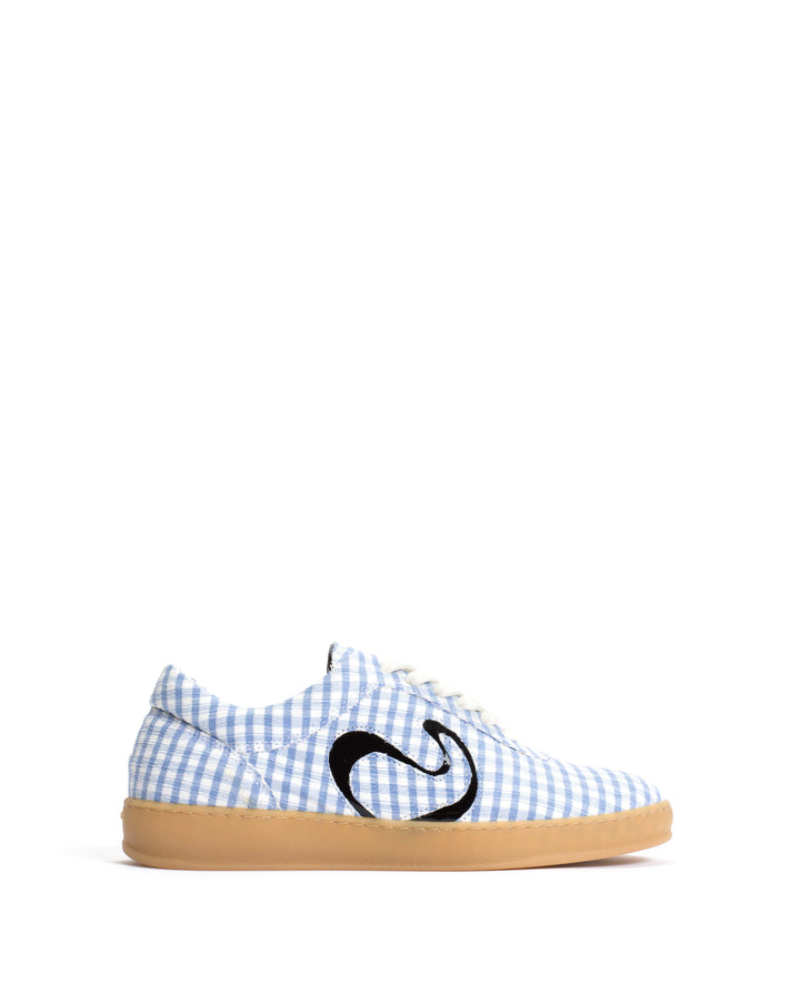 anonymous copenhagen Blaire Pleated gingham u0026 polished soft calf Bubble blue u0026 black