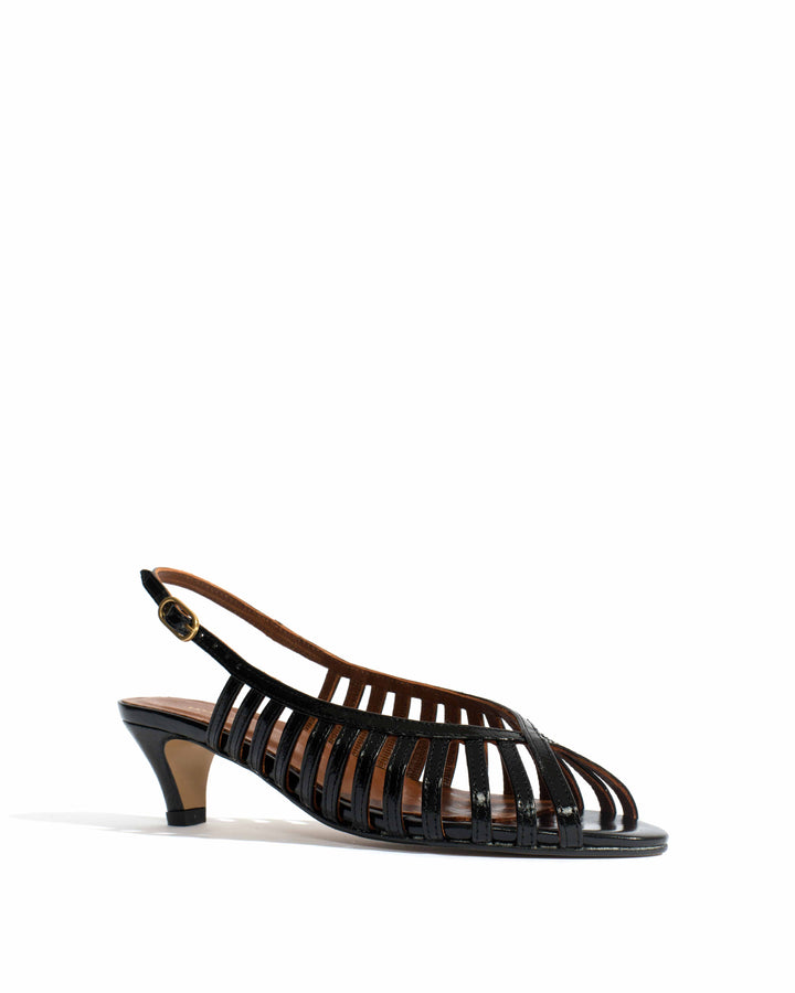 Anonymous Copenhagen Carminho 40 Stiletto Crinkled Polished Goat Black