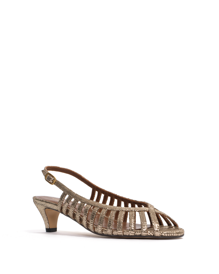 anonymous Copenhagen Carminho 40 Stiletto Lizard Metallic Goat Vintage Champagne