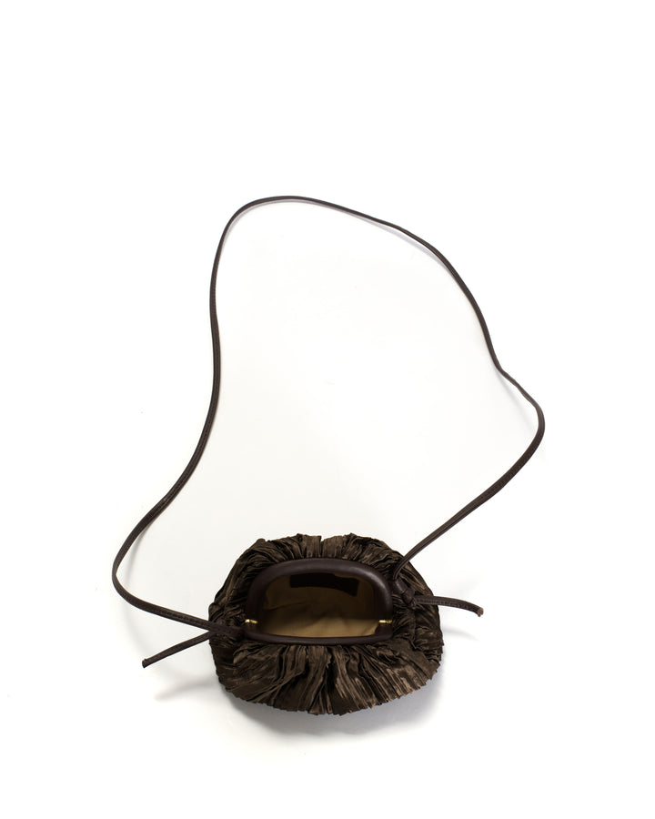 Anonymous Copenhagen Enuice Petite Purse Pleated Satin Espresso Brown