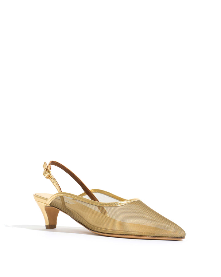 Anonymous Copenhagen Fanny 40 Stiletto Mesh Metallic Goat U0026 Mesh Gold