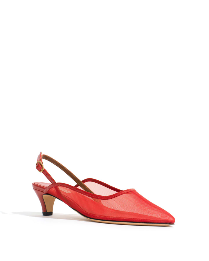 Anonymous Copenhagen Fanny 40 Stiletto Mesh Shiny Lamb U0026 Mesh Ruby Red