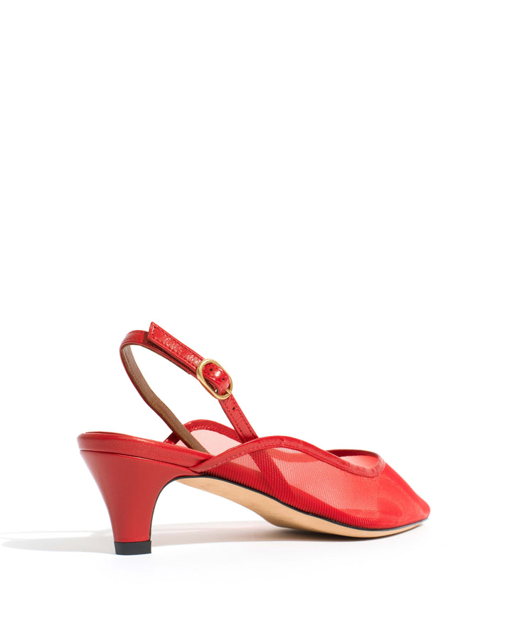 Anonymous Copenhagen Fanny 40 Stiletto Mesh Shiny Lamb U0026 Mesh Ruby Red