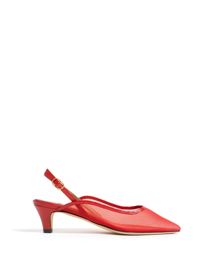 anonymous copenhagen Fanny 40 stiletto mesh Shiny lamb u0026 mesh Ruby red